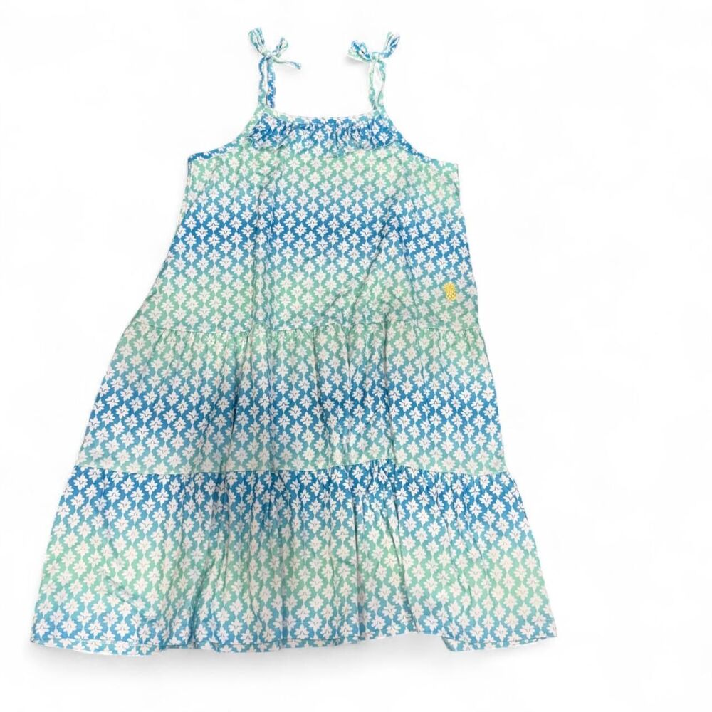Tommy Bahama Girls Dress Tiered Sundress Ombre Blue Green Size 7